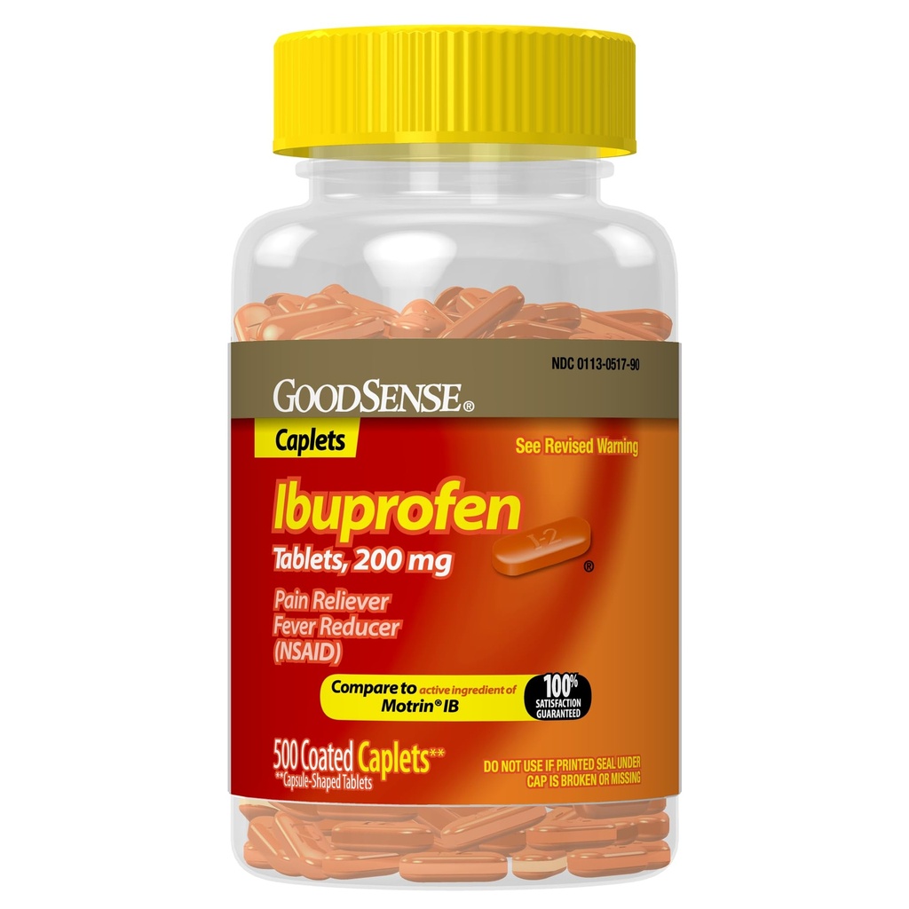 GoodSense Ibuprofen Tablets, 200 mg, Pain Reliever and Fever Reducer, 500 Count