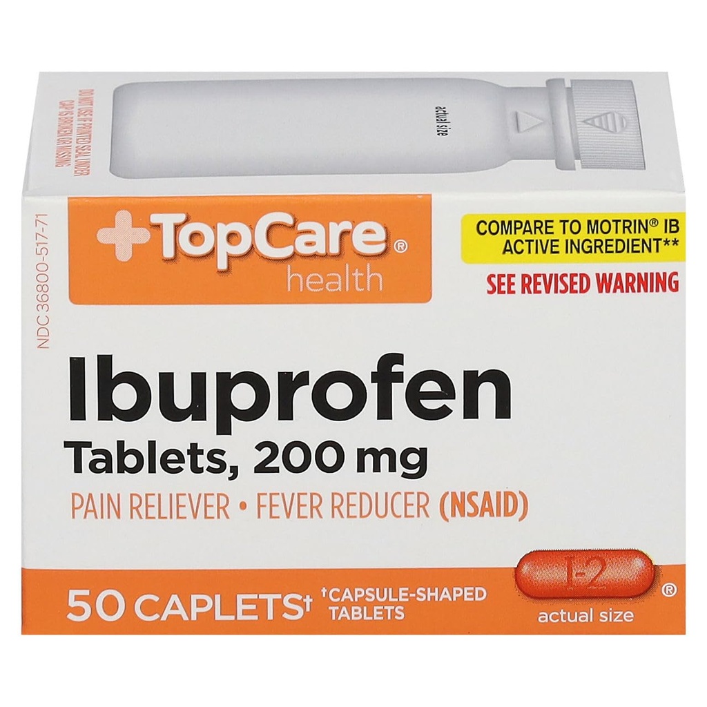 Topcare, Health Ibuprofen 200mg Capsule Shaped Softgels, 50 Count