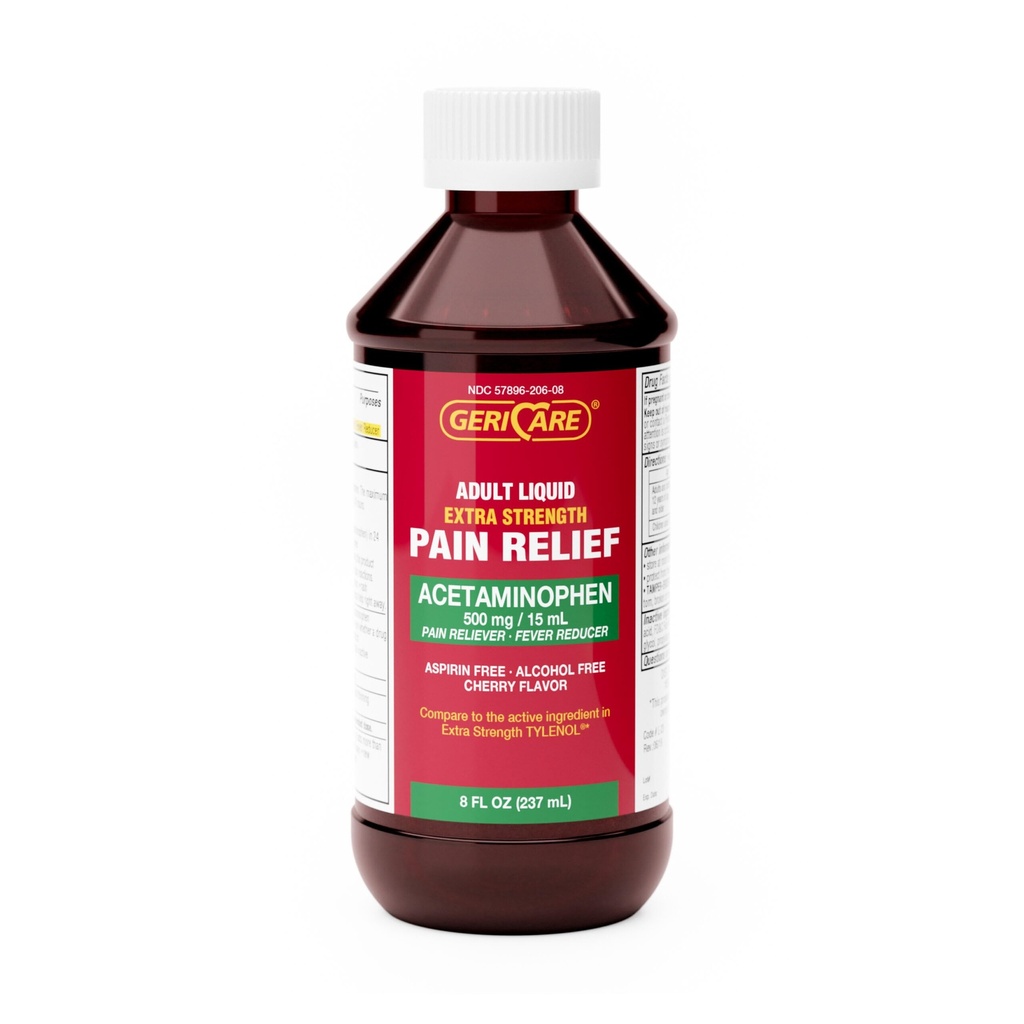 GeriCare Extra Strength Acetaminophen 500 mg Adult Liquid Pain Relief, Fever Reducer, 8 FL OZ (Pack of 1)