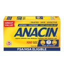 Anacin Aspirin & Caffeine Fast Pain Relief, Eases Minor Aches and Pains Due to Headache, Muscle Aches & Arthritis, 100 Count
