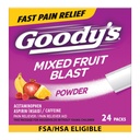 Goody's Pain Relief Powders, Extra Strength Headache Powder Mixed Fruit Blast, 24 ct (Pack of 1)