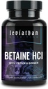 Leviathan Betaine HCl με Pepsin & Ginger - Digestive Enzymes συμπλήρωμα για το βοήθημα και υποστήριξη πέψης, στομαχικό οξύ & θρεπτικό απορρόφηση