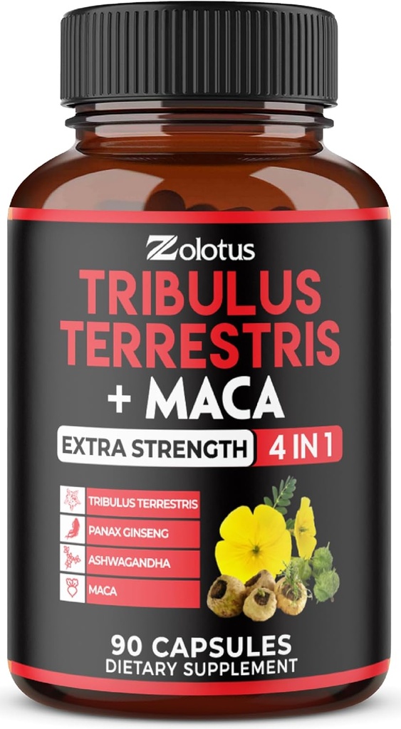 Zolotus Premium Tribulus Terrestris Κάψουλες - Σε συνδυασμό με Ashwagandha, Panax Ginseng & Maca - 90 κόμητες για 3 μήνες