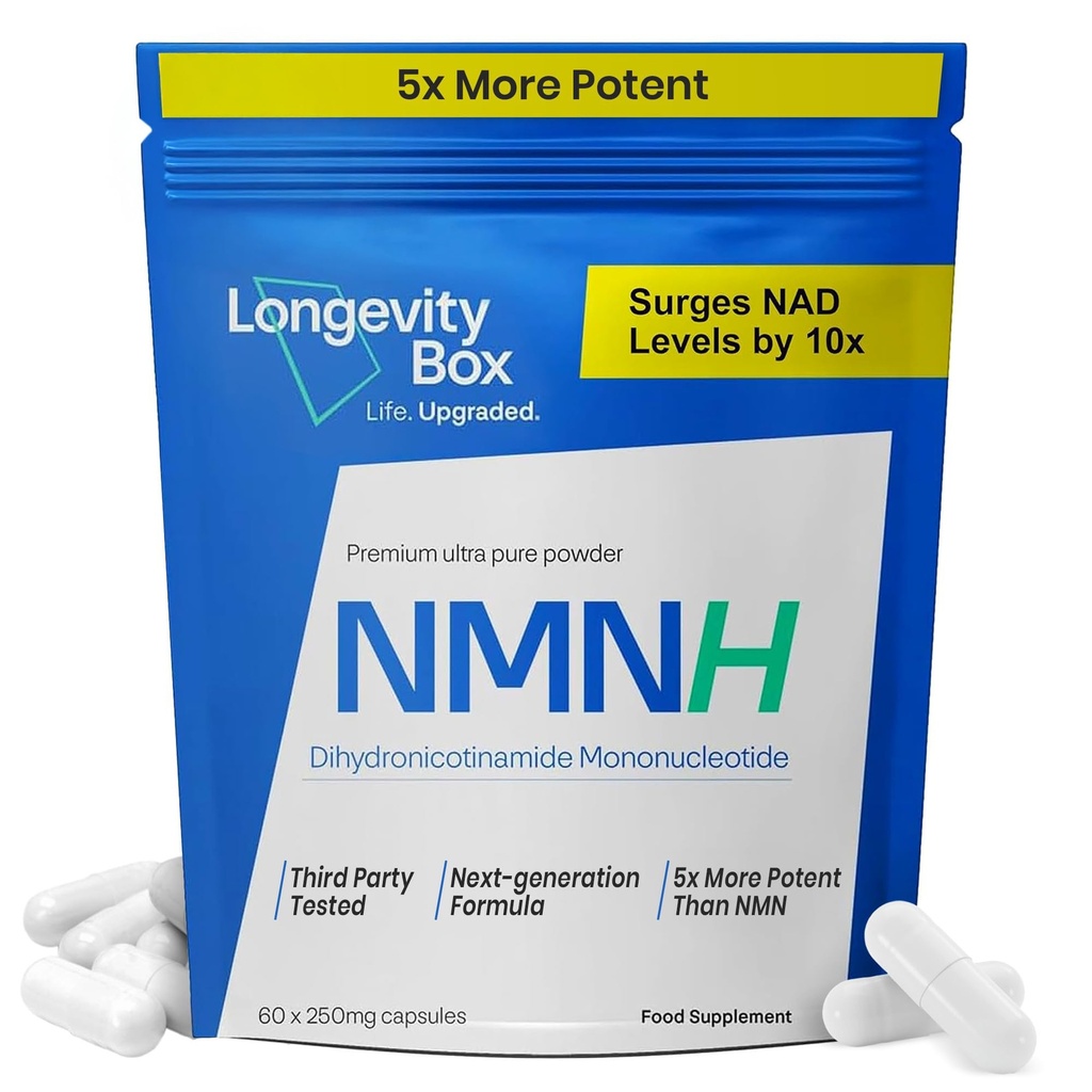 NMNH NMN Alternativen 250mg - 5X More Potent Dihydronicotinamide Mononucleotide NAD+ Booster for Peak Cellular Energy, DNA Repair & Healthy Aging - 60 Advanced Capsules