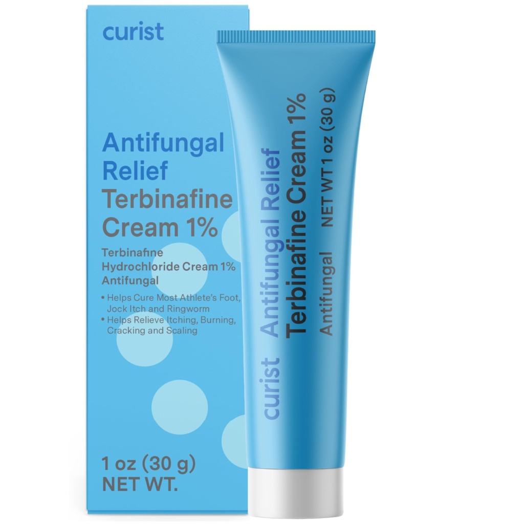 Curist Terbinafine Cream Antifungal 1oz (30g) Foot Fungus Treatment 1% - Anti Fungal Foot Care, Ring Worm, & Jock Itch Treatment - Athlete's Foot Cream Terbinafine Hydrochloride