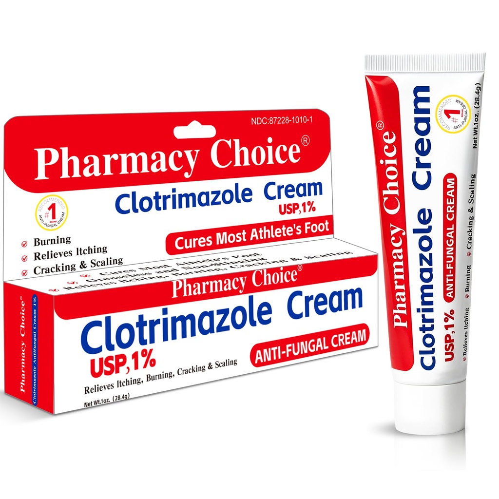 Clotrimazole Antifungal Cream 1% USP (1 oz), Anti Fungal Treatment, Relieves Itching, Burning, Cracking and Scaling Associated Athletes Foot