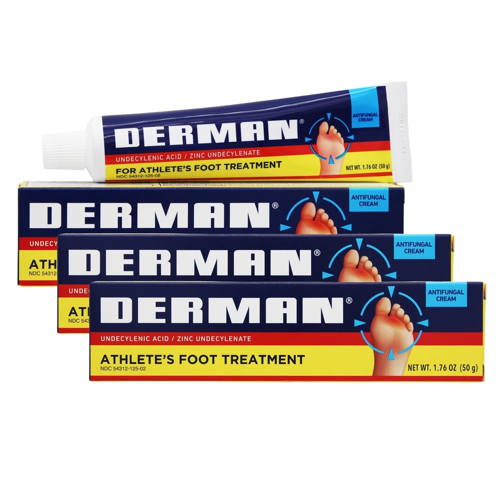 Derman Cream for the Treatment of Athlete's Foot, 1.76 Ounce (Pack of 3)