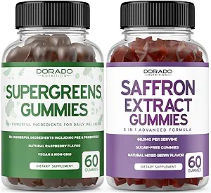 Supergreens Gummies (60 Count) - Superfood για την ασυλία Υποστήριξη για ενήλικες και Saffron Συμπληρώματα (60 Gummies) Ζάχαρη Δωρεάν 5 σε 1 Σύνθετη Φόρμουλα - Μη ΓΤΟ - Μη ΓΤΟ, Vegan Safe & USA Made