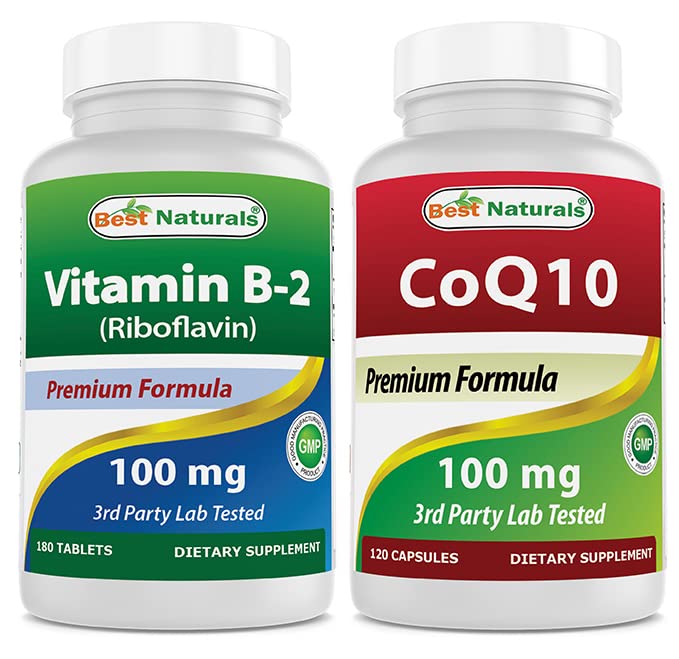 Best Naturals Vitamin B2 (Riboflavin) 100 mg & COQ10 100 mg