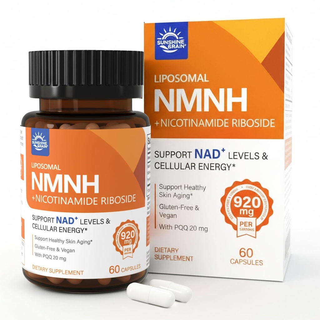 Sunshine & Rain NMNH Supplement 920mg - Liposomal NMNH with NR & PQQ for Cellular Energy, Focus & Healthy Aging | NMN Alternative Nicotinamide Mononucleotide | Vegan Non-GMO | 60 Capsules