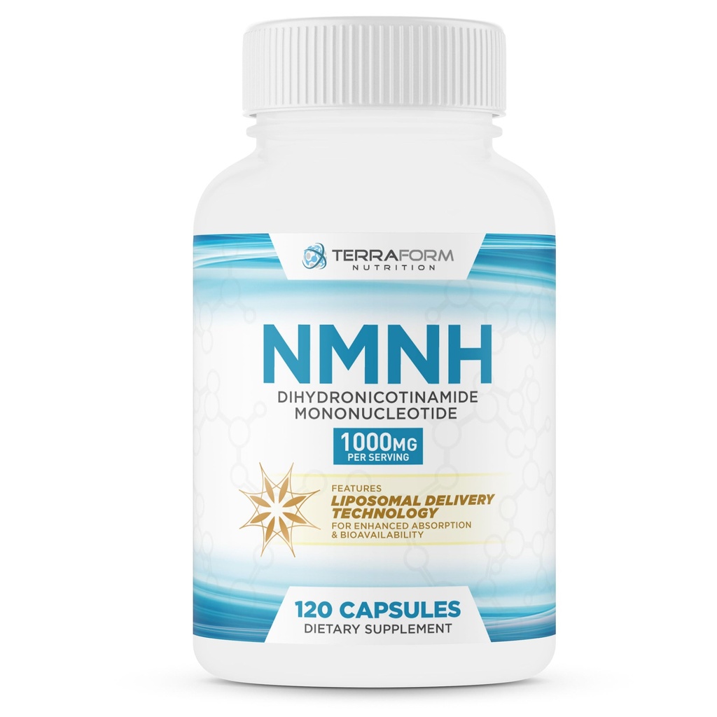NMNH Dihydronicotinamide Mononucleotide 1000mg – NMNH Supplement with Sunflower Lecithin Liposomal Delivery Matrix for Enhanced Absorption – 120 Capsules (60 Servings) – NAD+ Support