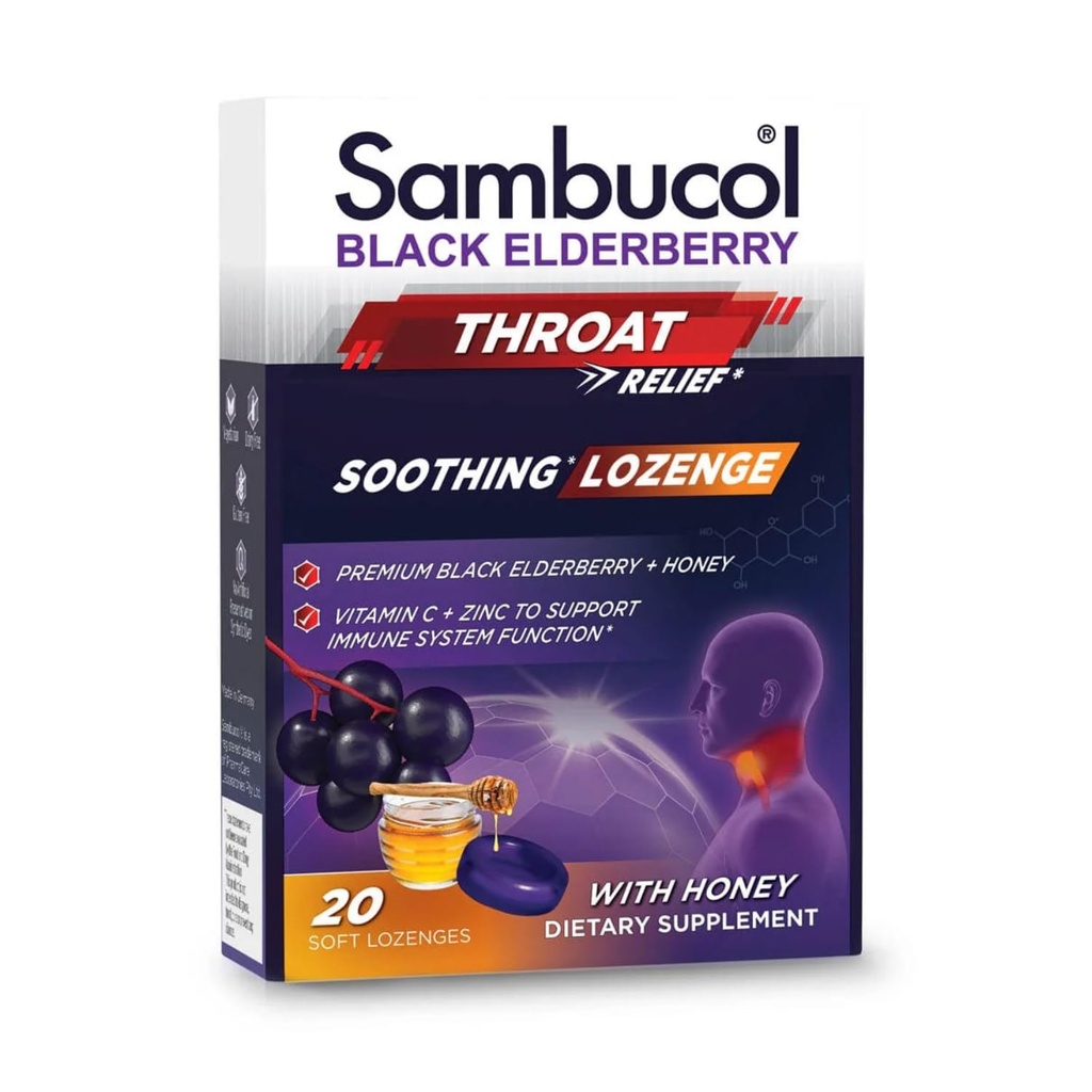Sambucol Black Elderberry Pastilles, 20 Count - Pack of 4