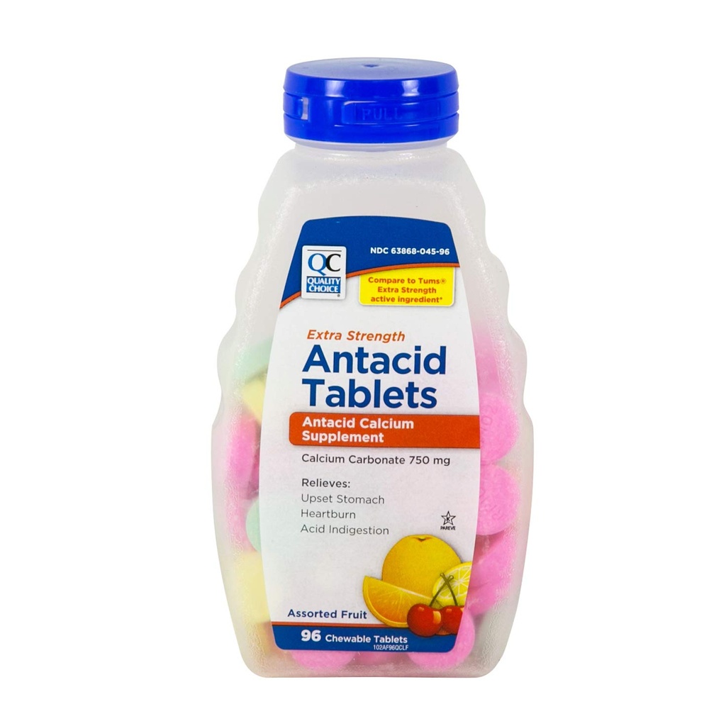 Quality Choice Extra Strength Antacids, Assorted Flavors 96 Tablets Each (9)