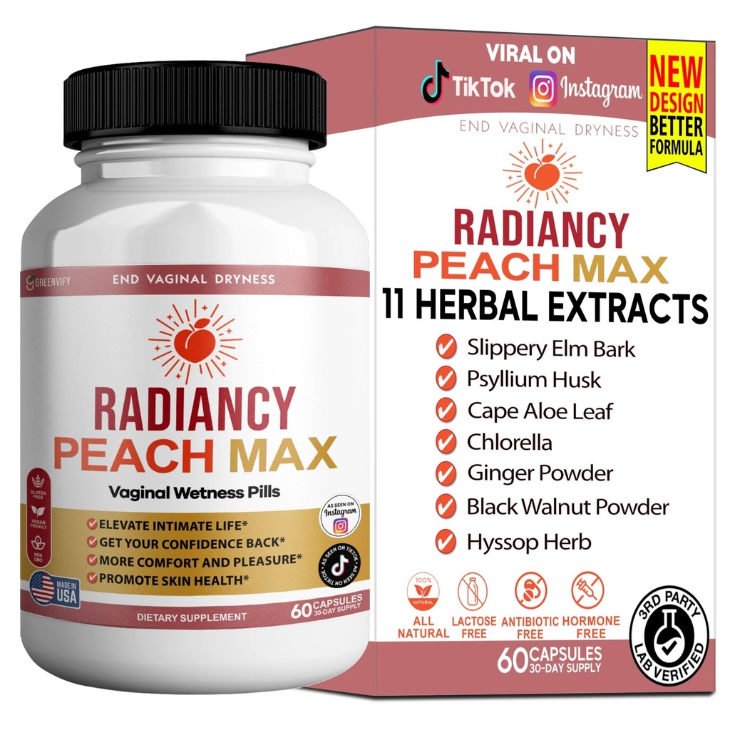 Radiancy Peach Max Vaginal Wellness Supplement, 60 Capsules, 30 Day Supply (1)