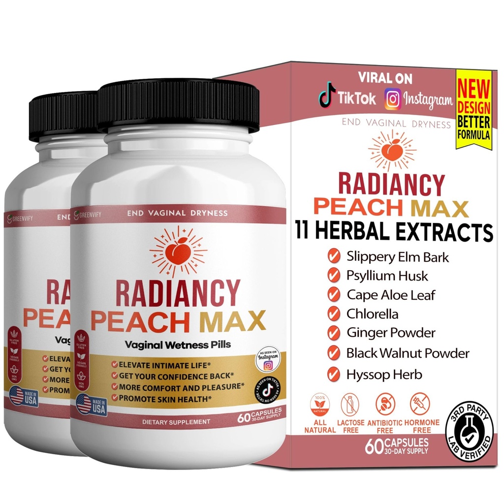 Radiancy Peach Max Vaginal Wellness Supplement, 60 Capsules, 30 Day Supply (2)