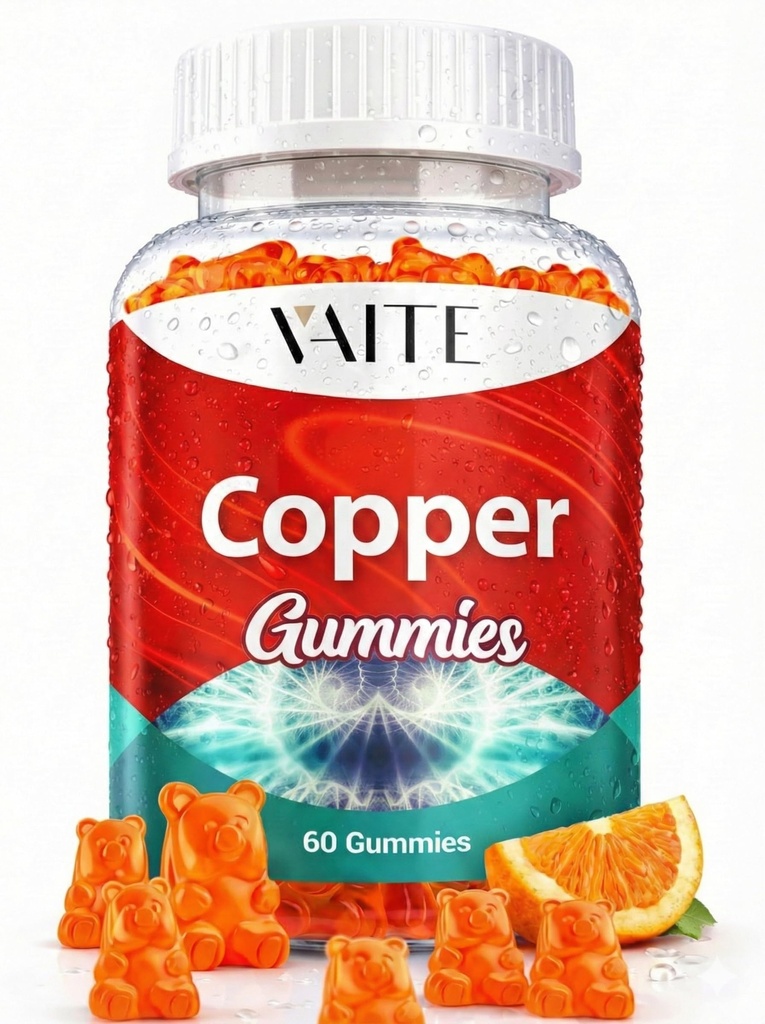 VAITE Copper Supplement Gummies 10 mg Amino Acid Chelate – Trace Mineral that Plays a Role in Collagen Formation, Gentle on Stomach, Supports Daily Nutrition & Balance – Vegan, Non-GMO, 60 Count