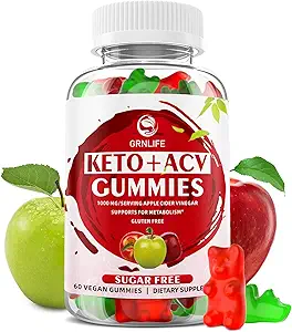 Keto ACV Gummies Advanced, 1000MG Apple Cider Vinegar συμπλήρωμα για γυναίκες και άνδρες, ACV Keto Gummies για υποστήριξη Μεταβολισμός, Χωρίς ζάχαρη, Made in USA, Keto+ACV, 60 Count