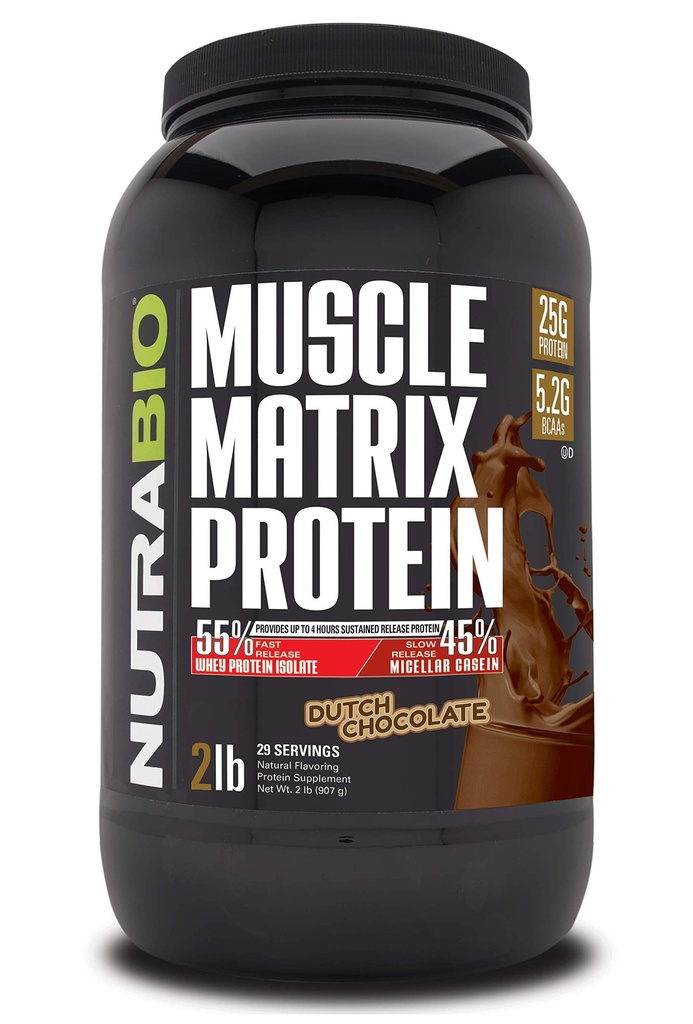 NutraBio μυϊκή μήτρα πρωτεΐνη σκόνη - 25g πρωτεΐνης ανά Scoop - Whey Isolate και Micellar καζεΐνη Combo για γρήγορη και αργή απελευθέρωση - ολλανδική σοκολάτα - 2 Λίρες, 28 εξυπηρετούν