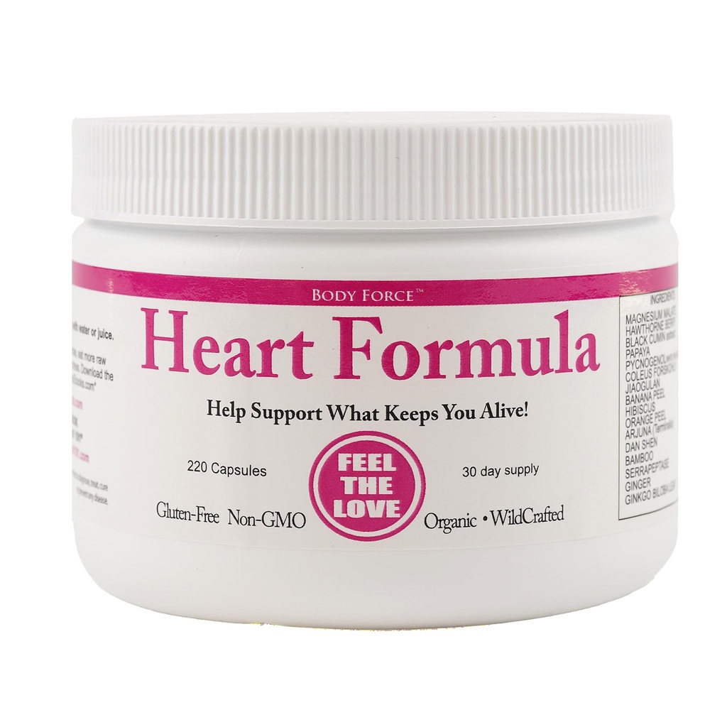 Body Force Heart Formula Capsules: Plant-Based Powder with Magnesium Malate, Serrapeptase, Hawthorn Berries, & Ginkgo Biloba