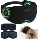 LC-dolida Bamboo Cotton Bluetooth Sleep Mask, 2 in 1 3D Soft Sleep Mask with Sleep Headphones, Sleep Eye Mask with Timming Setting, Blackout Sleeping Mask for Side Sleepers, Women Men, Black