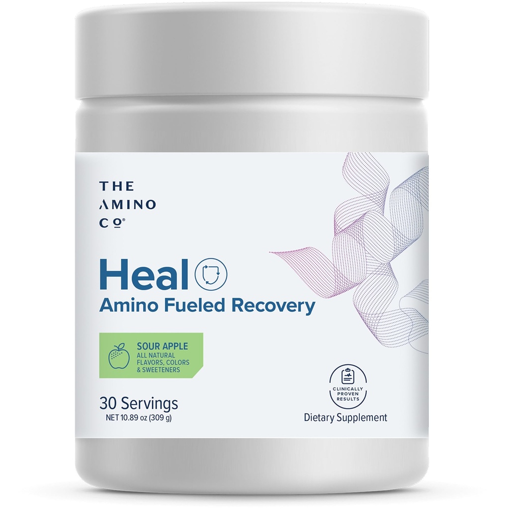 The Amino Co. - Heal - Μετά την αποκατάσταση προπόνηση ποτό με Pure Eaa Amino Acid Formula -Create Monohydrate Powder για αποτελεσματική αποκατάσταση μυών, Vegan, και Keto-Friendly με Sour Apple Flavor - 10.89oz.