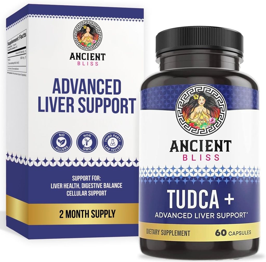 Tudca 500mg, 60 Capsules (Tauroursodeoxycholic Acid)- Bile Salts Liver Support Supplement, Natural Bitter Taste- Vegan Friendly, Non GMO, Gluten Free Capsules by Ancient Bliss