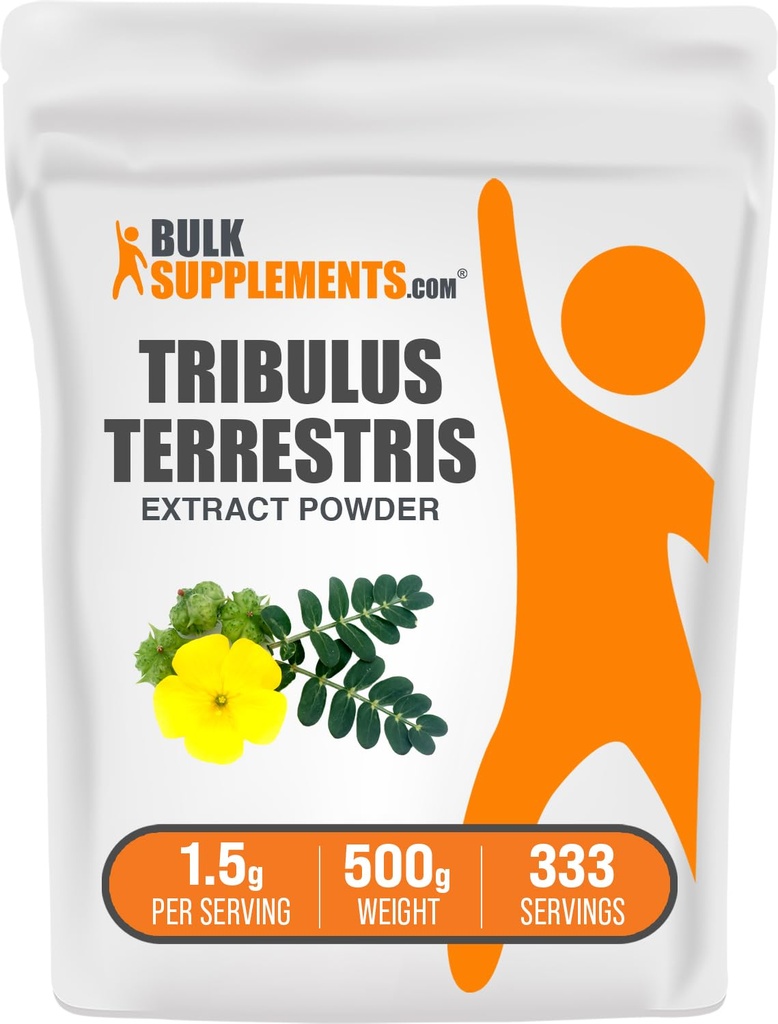 BulkSupplements.com Tribulus Terrestris Extract Powder - Tribulus Terrestris Συμπληρώματα, συμπλήρωμα βοτάνων - Χωρίς γλουτένη, 1,5g ανά υπηρεσία, 500g (1.1 lbs) (πακέτο των 1)