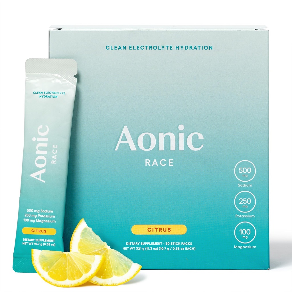AONIC Race Electrolyte Powder Packets Citrus Flavor 30 Sticks Pack | Hydration Drink Mix, For Running, Cycling, Training & Daily Hydration, No Artificial Sweeteners
