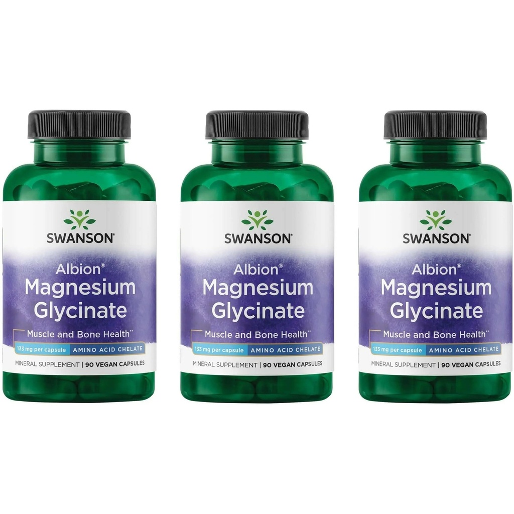 Swanson Chelated Magnesium 133 Milligrams 90 Κάψουλες (3 Συσκευασία)