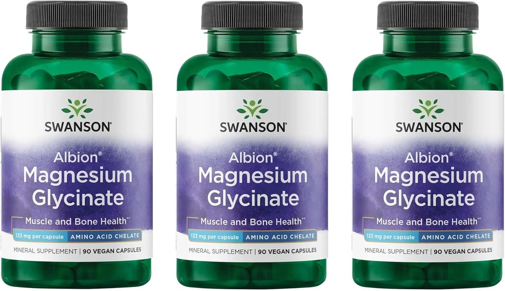 Swanson Chelated Magnesium 133 Milligrams 90 Capsules (3 Pack)