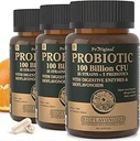 Organic Probiotics for Women & Men, 100 Billion CFU Probiotic for Digestive, Gut & Immune Health - with Prebiotics, Bioflavonoids & Digestive Enzyme, 35 Strains Raw Probiotic Supplement, 180 Caps