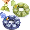 Round Weekly Pill Organizer, TPU Καουτσούκ, Travel Pill Container 7 Ημέρα, με 7 μεγάλα διαμερίσματα, Μεγάλη για την Καθημερινή Βιταμίνες & Συμπληρώματα, Χαριτωμένη θήκη χάπι με Μεγάλα Γράμματα και Μπράιγ (2 τεμ)