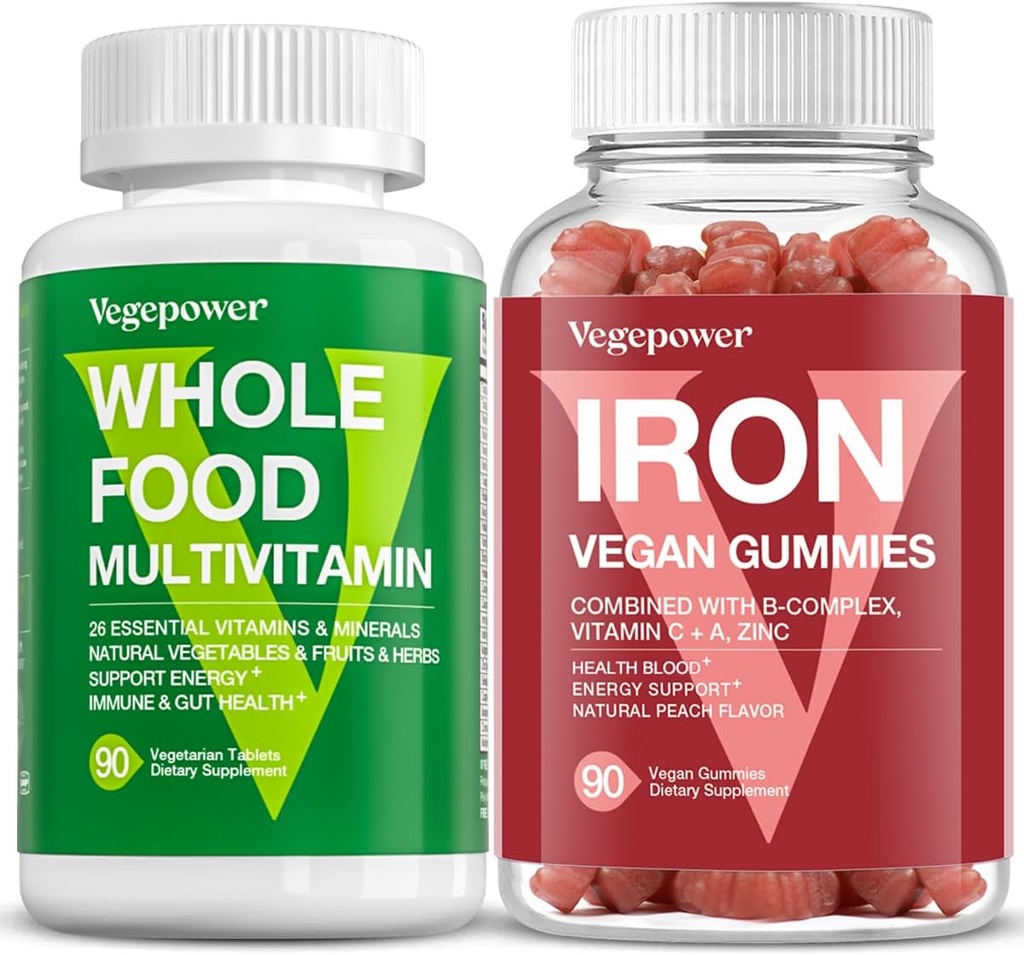 Whole Food Multivitamin + Iron Gummies | Whole Food Supplement for Energy, Gut, Immune Health | Blood Healthy & Energy Support for Iron Deficiency, Anemia, 90 Ct