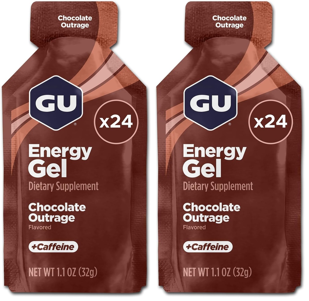 GU Energy Original Sports Nutrition Energy Gel,Chocolate Outrage,Box,24 Count (Pack of 2)