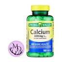 Generic Spring Valley Calcium 600 mg, Dietary Supplement, Bone Health Calcium + Includes Dri Store Sticker (100)
