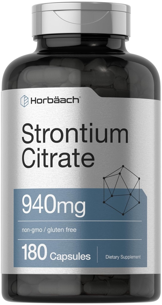 Horbäach Strontium Citrate 940 mg | 180 Capsules | Non-GMO & Gluten Free Supplement