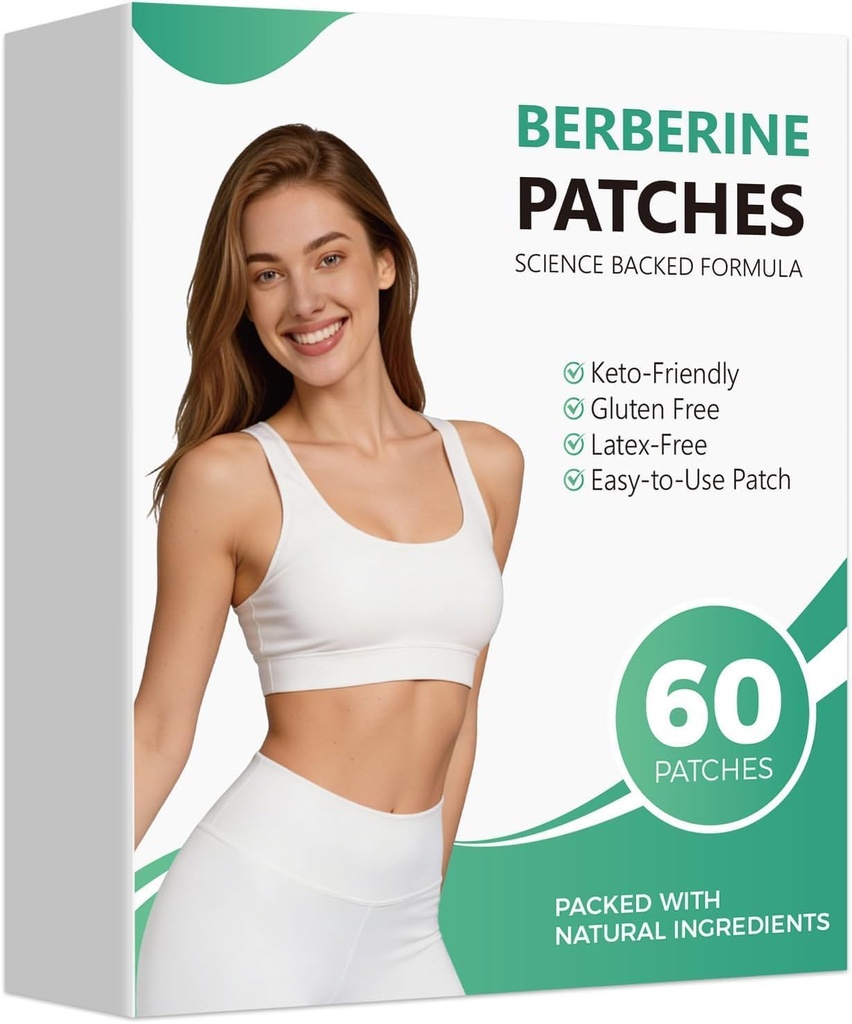 Berberine Patches for Women & Men, Advanced Natural Formula with L-Glutamine, Cinnamon & Pomegranate, 60 Count (1-Pack)