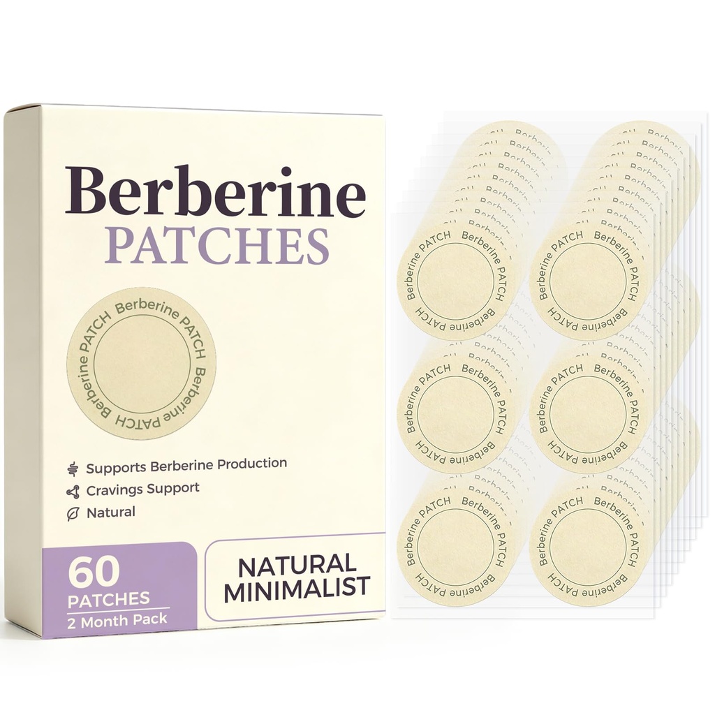 Berberine Patches for Women & Men,Advanced Natural Formula with L-Glutamine, Berberine, Cinnamon & Pomegranate, 60 Count