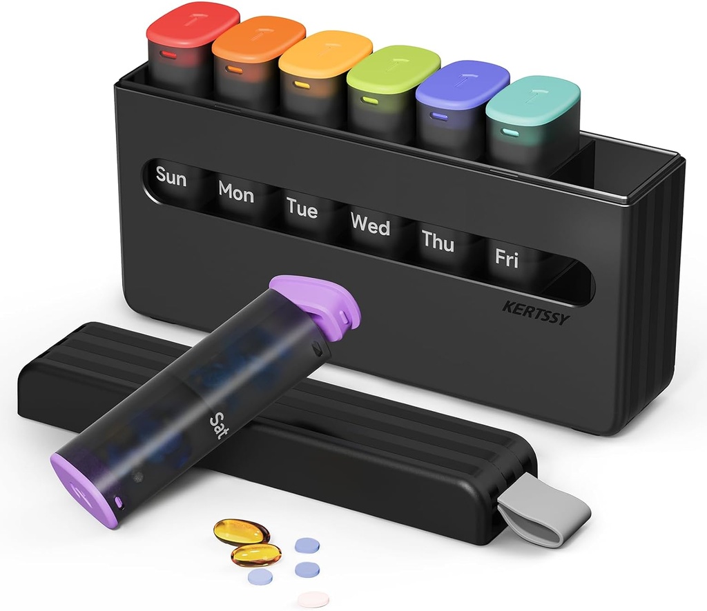 Εβδομαδιαία Διοργανωτής Χάπια 2 φορές την ημέρα - Am Pm Pill Box 7 Ημέρα, Μεγάλη Διπλή Υπόθεση Χάπια Ιατρικής για Καθημερινή Φάρμακα, Βιταμίνες, ιχθυέλαια, Συμπληρώματα Φορητό Δοχείο για Χάπια Εβδομάδας, Διαφανές Μαύρο