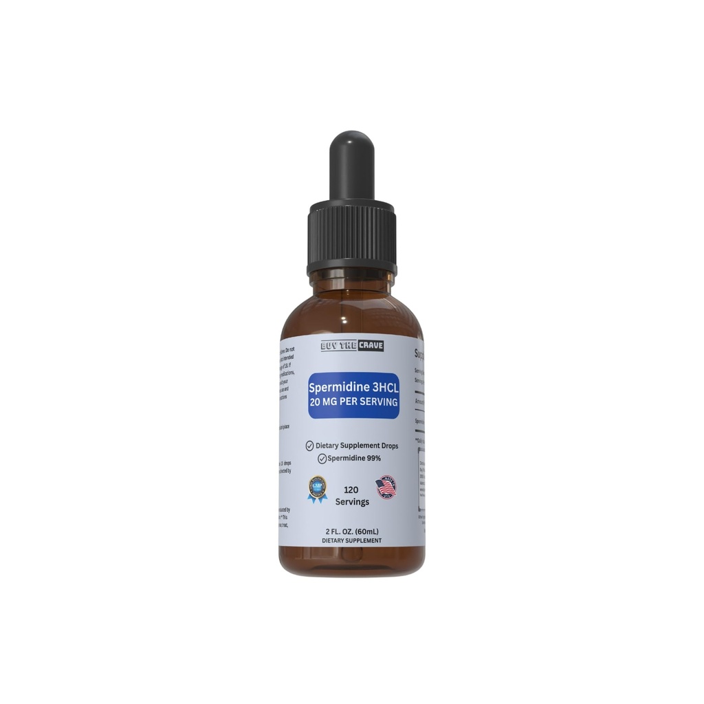 Spermidine Liquid Drops – 20mg per Serving – Cellular Health & Longevity Support – Fast-Absorbing Formula – 2 fl oz Dropper Bottle – Non-GMO, Vegan, Sugar-Free