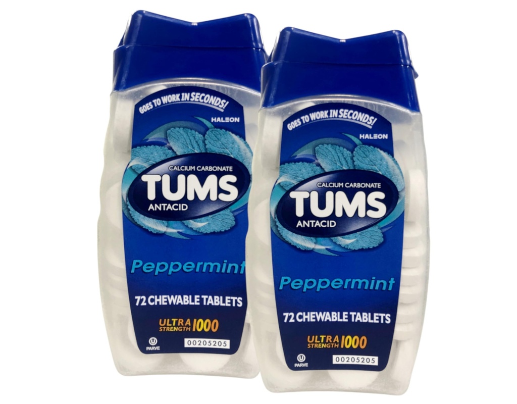 TUMS Ultra Strength 1000 Peppermint 72 Tablets (pack of 2 )