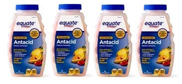 Equate Antacid Tablets, Ultra Strength Tropical Fruit Flavors Chewable Tablets, 1000 mg, 160 Count (Pack of 4)