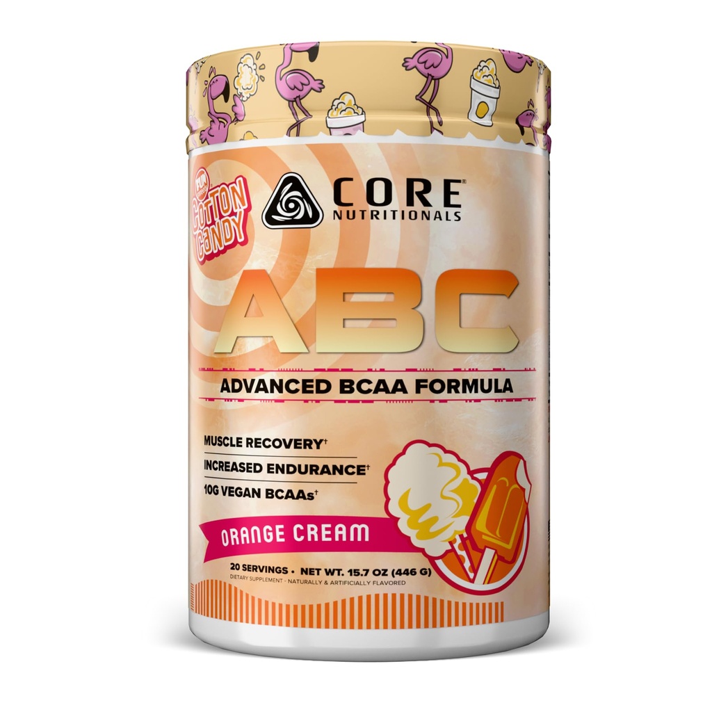 Core Nutritionals ABC Advanced BCAA Supplement | Amino Acid Recovery Blend | with Glutamine, Beta Alanine, Citrulline Malate | 20 Servings (Fun Sweets Orange Cream)