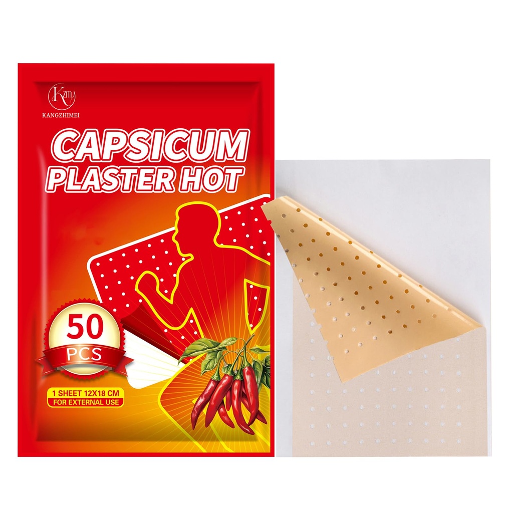 XL Capsaicin Patches - 4.72"x7.08" Maximum Strength Hot Capsicum Patch - 50 Pcs Hot Patches