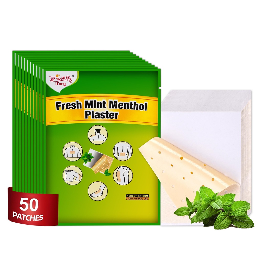 50 PCS Mint Menthol Capsaicin Patches (S (3.94" * 2.76") 50 Count) Hot Capsicum Patch