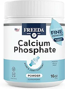 Freeda Calcium Phosphate Powder – Kosher Mineral Supplement for Bone & Joint Health in Men, Women, Dogs & Cats – Bone Strength Powder with Calcium and Phosphorus – No Vitamin D – Made in USA, 16oz