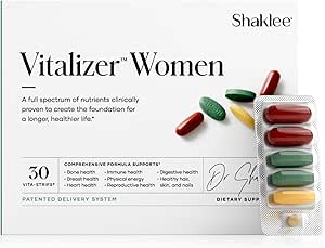 Shaklee - Vitalizer Women - Advanced Nutrition - Προγεννητική/Μεταγεννητική Πολυβιταμίνη με Ωμέγα-3, Προβιοτικά, και More - Υποστηρίζει την καρδιά, αρθρώσεις, ανοσοποιητικό, οστό, πέψη, και ενέργεια - 30 Vita-Strips®