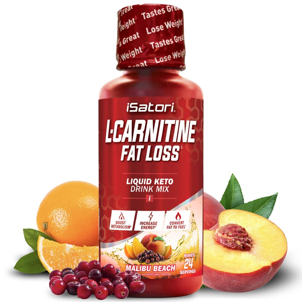 iSatori L-Carnitine 1500, Triple-Blend Liquid L Carnitine Supplement, with Acetyl & Tartrate, Stimulant Free Energy, Low Calories, Sugar or Gluten, Keto-Friendly, Malibu Beach Flavor (24 Servings)