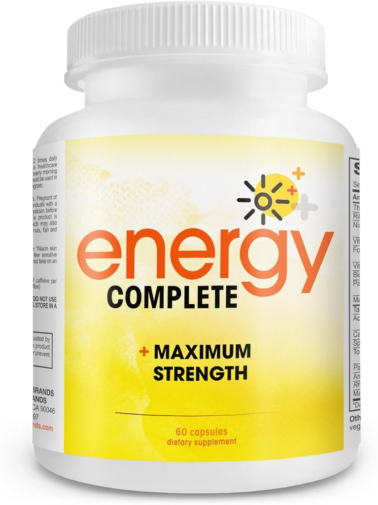 Energy Complete - 18-in-1 Vegan Energy and Focus Supplement - Vegan Caffeine Pills (60 Daily Capsules)