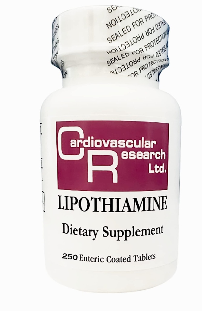 Cardiovascular Research Lipothiamine B Supplement 250 Tablets - Vitamin B1 Now with Alpha Lipoic Acid - 1 X 250 Count